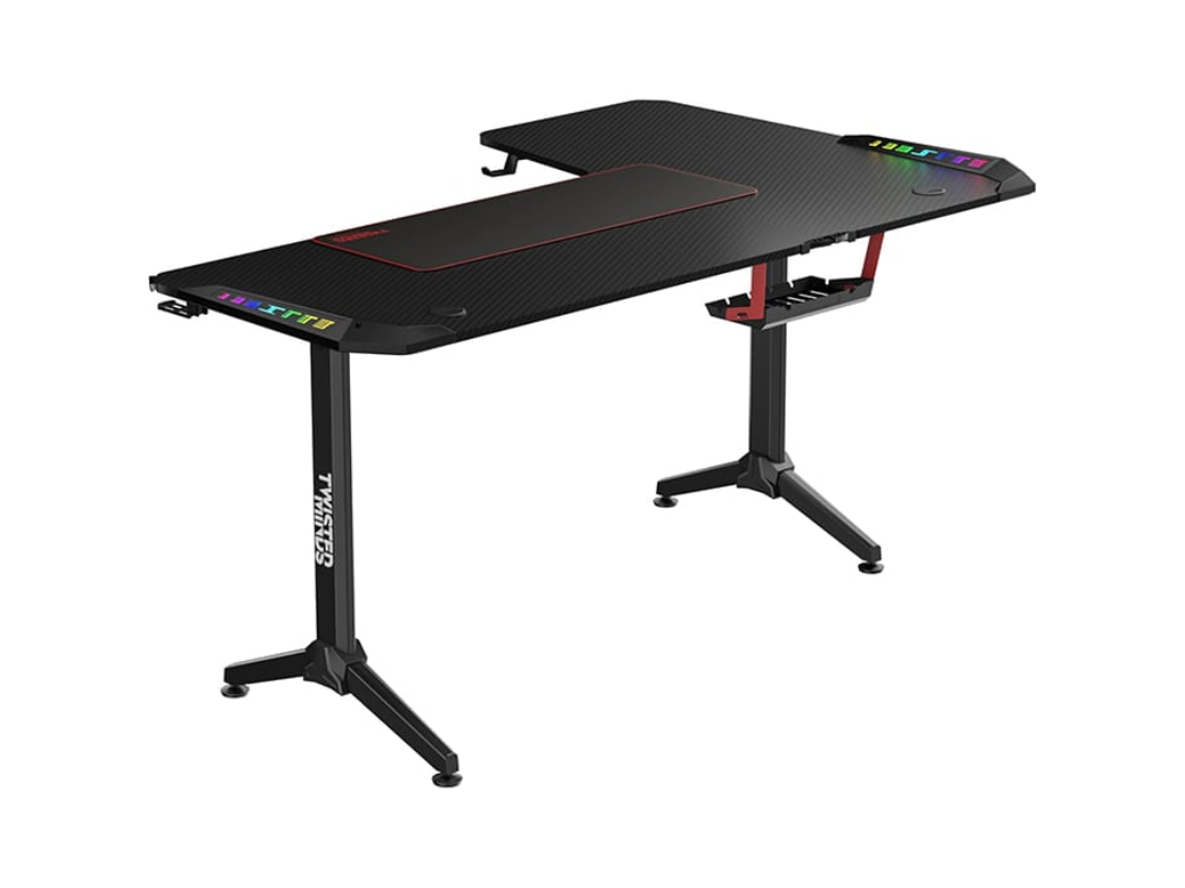 Buy Twisted Minds Warrior L-Shaped RGB Gaming Desk – Black | in Qatar Buy Twisted Minds Warrior L-Shaped RGB Gaming Desk – Black | in Qatar